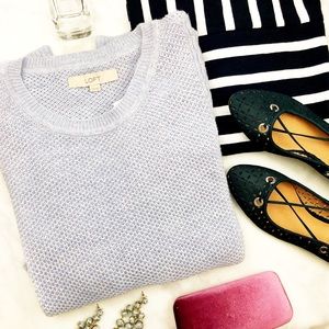 Lavender Textured Knit Crewneck Sweater